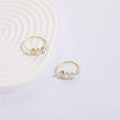 Geometric triangle women's ring with horse eye tricolour zircon stone in electroplated 14k gold colour
