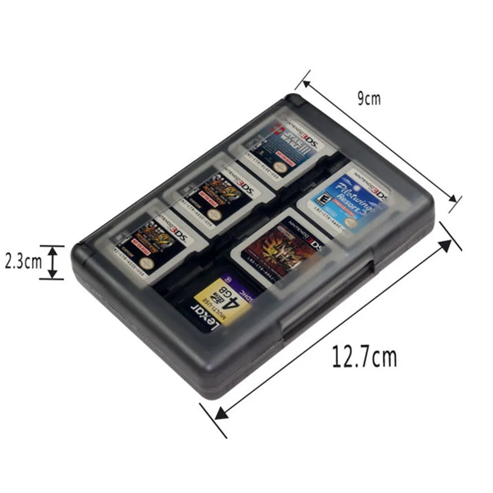 NDS and 3DS game card storage box holding multiple cartridges, shown in blue colour.
