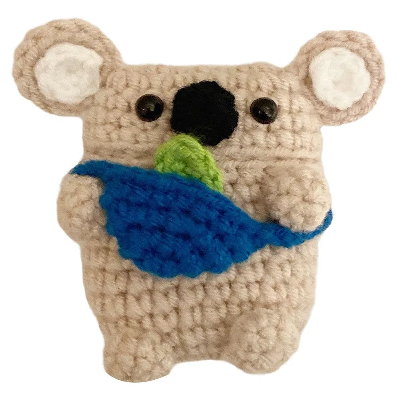 Handmade knitted koala bear backpack design protective sleeve case for Apple AirPods.