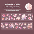 Roll of clear PET decorative stickers with repeating leaf patterns including ginkgo and maple designs.