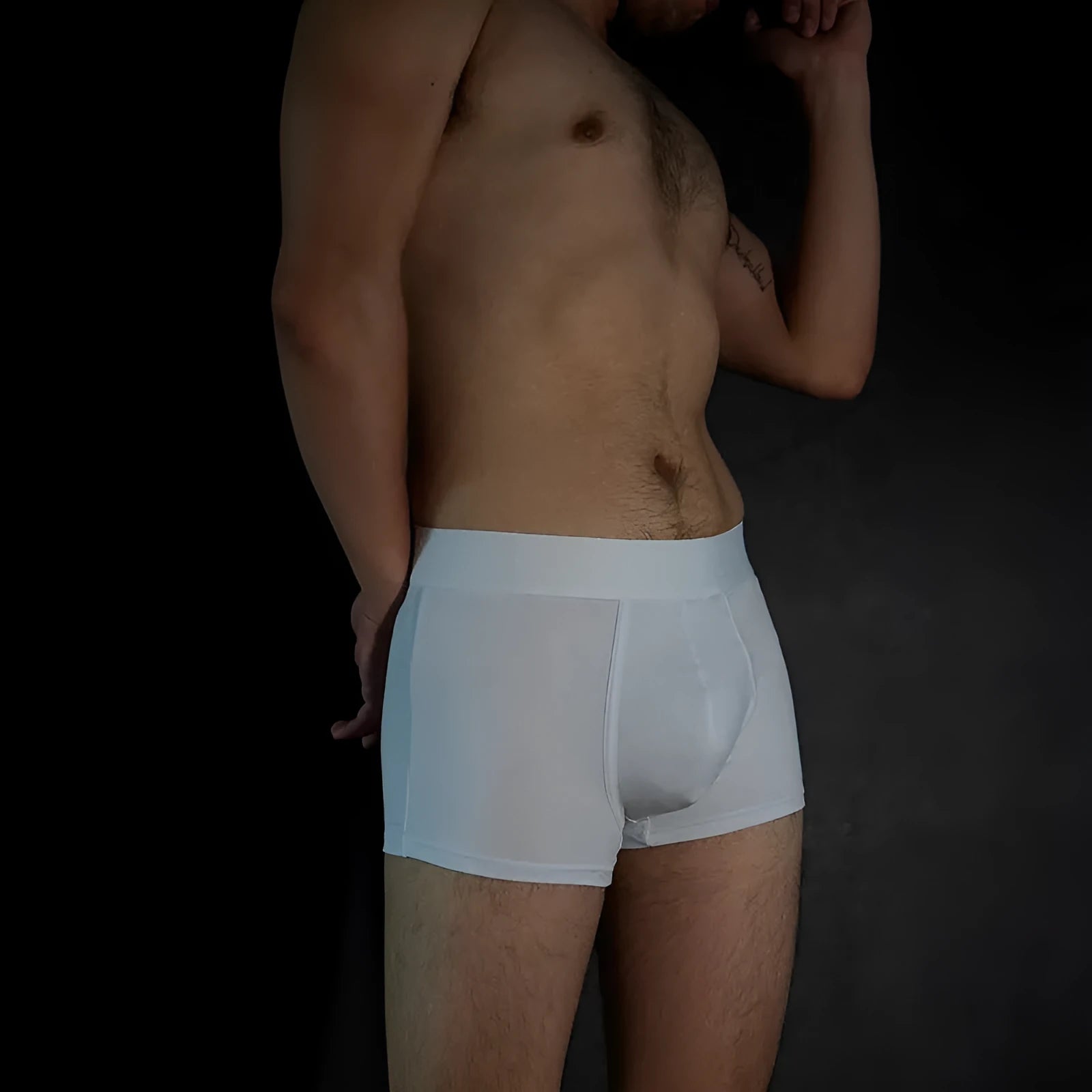 Men's solid colour cotton boxer shorts on a white background, showing available colours: black, white, silver grey, light green.