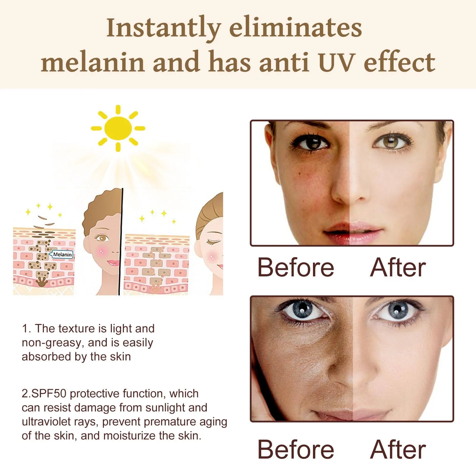 50g tube of probiotics brightening protective cream with vitamin C and titanium dioxide.