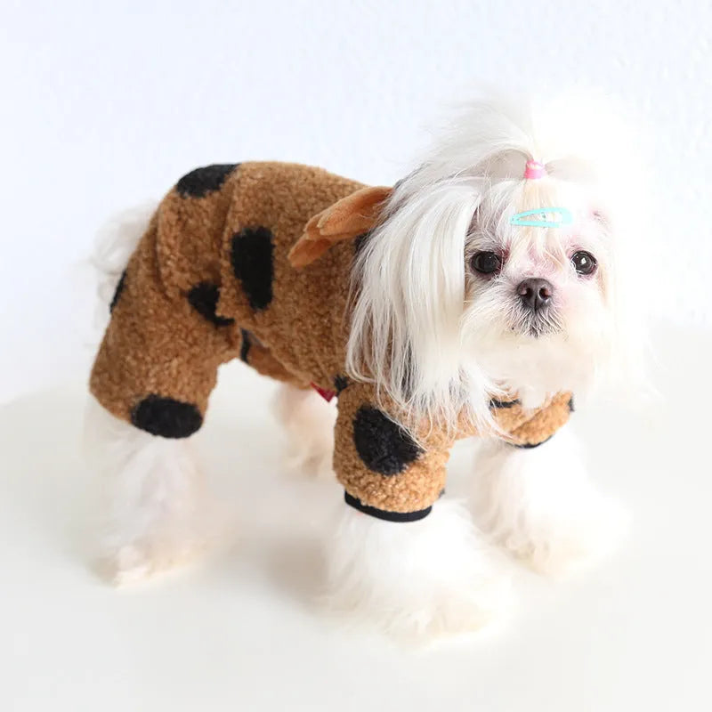 Pet clothing with big polka dot elk couple design for dogs and cats in casual cloth style