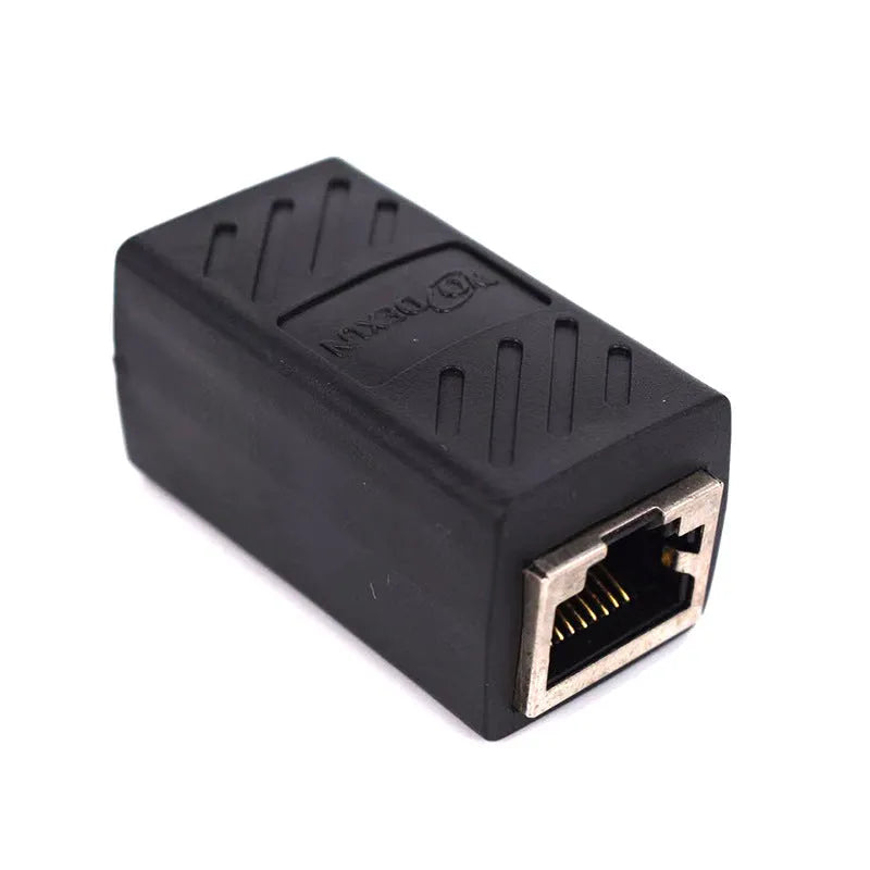 Black RJ45 network cable butt joint extender adapter for Ethernet cabling extension