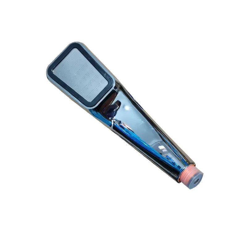 Orange hand-held pressurised shower with 60mm rain spray face