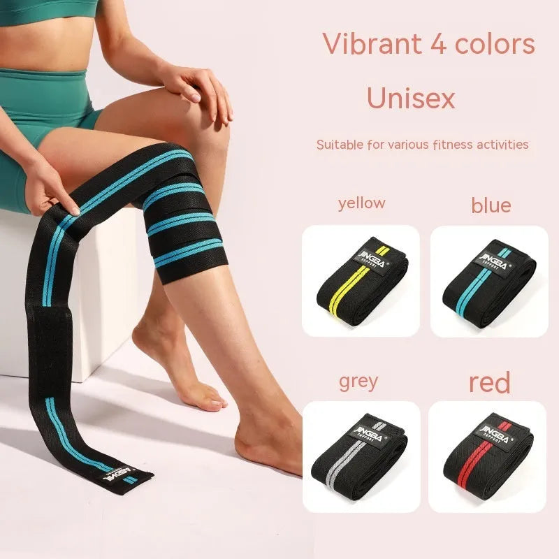 Adjustable adult sports knee pad in blue grey red or yellow for weightlifting cycling and fitness training