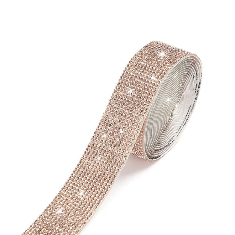 Self-adhesive electroplated glass water drill strip for clothing and shoe decoration in multiple widths