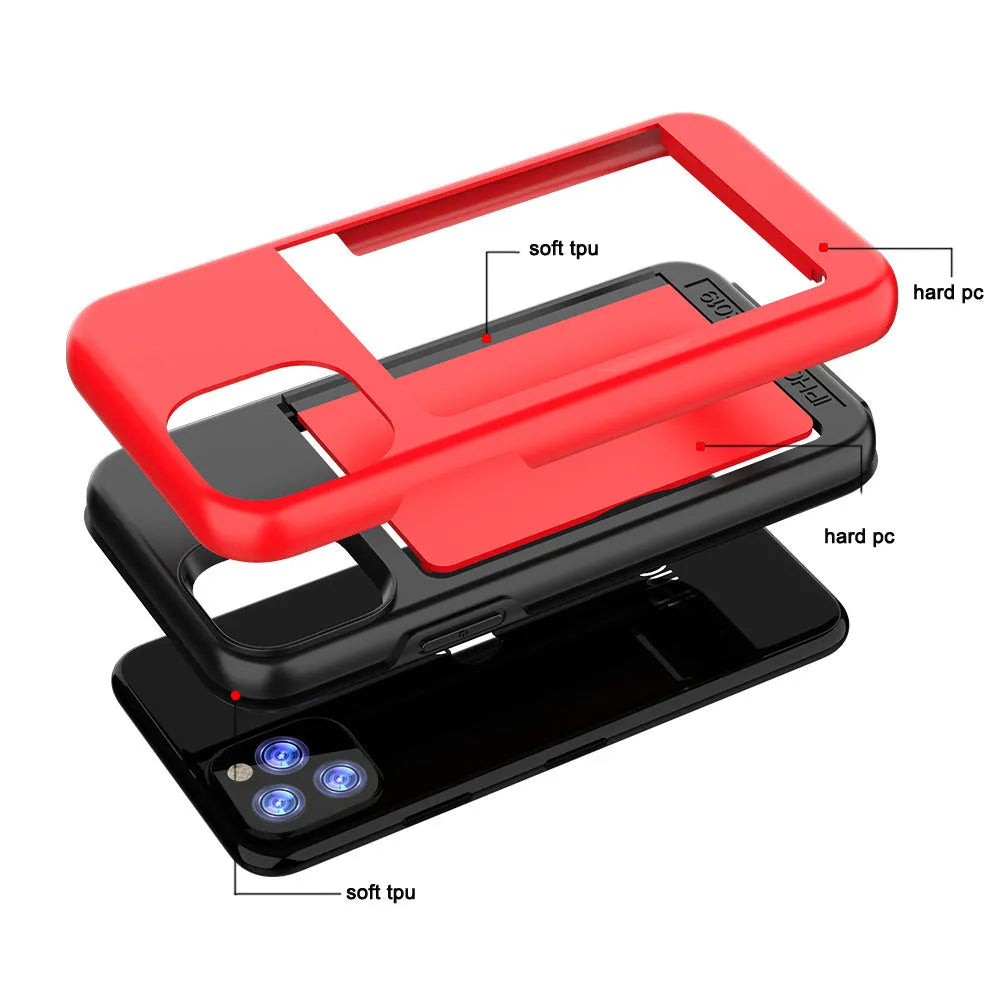 A solid-colour mobile phone case for Apple iPhone 11 series, shown in multiple colour options.