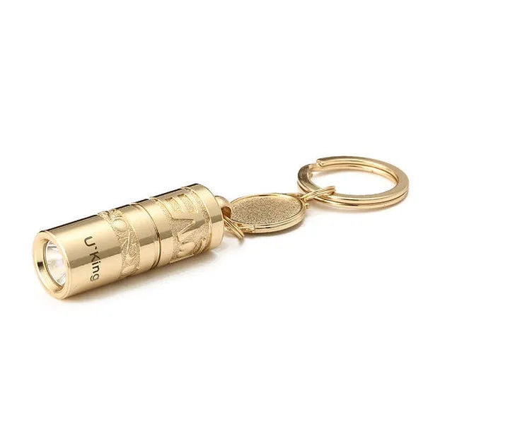 Waterproof mini portable LED flashlight keychain with gold zinc alloy housing