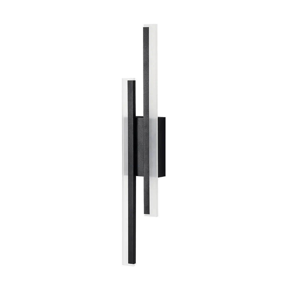 Modern gold and white 500mm double line wall lamp on a plain wall.