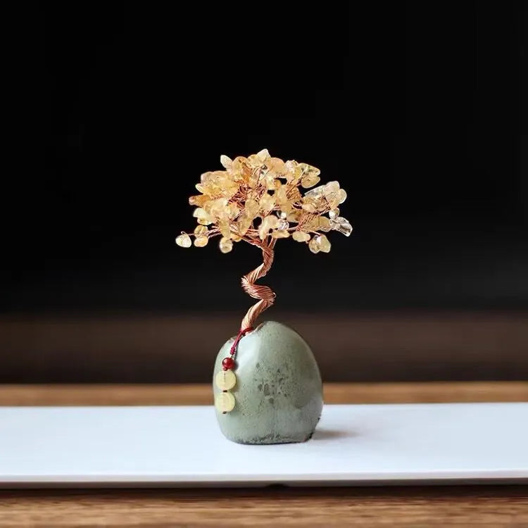 Citrine Pachira macrocarpa crystal stone ornament in Chinese style for decorative display