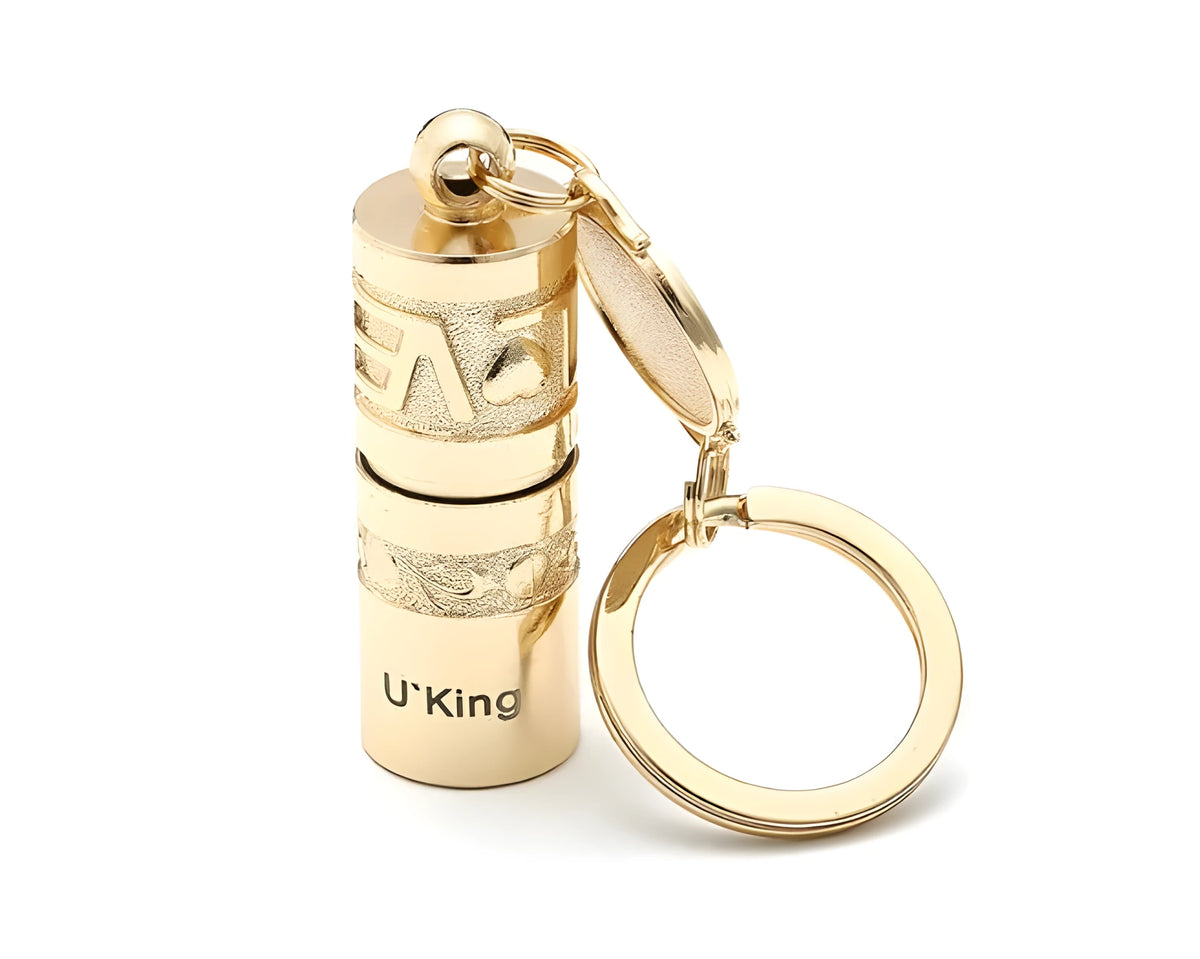 Waterproof mini portable LED flashlight keychain with gold zinc alloy housing