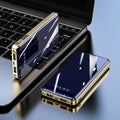 Square aluminium shell power bank with digital display showing 20000mAh capacity