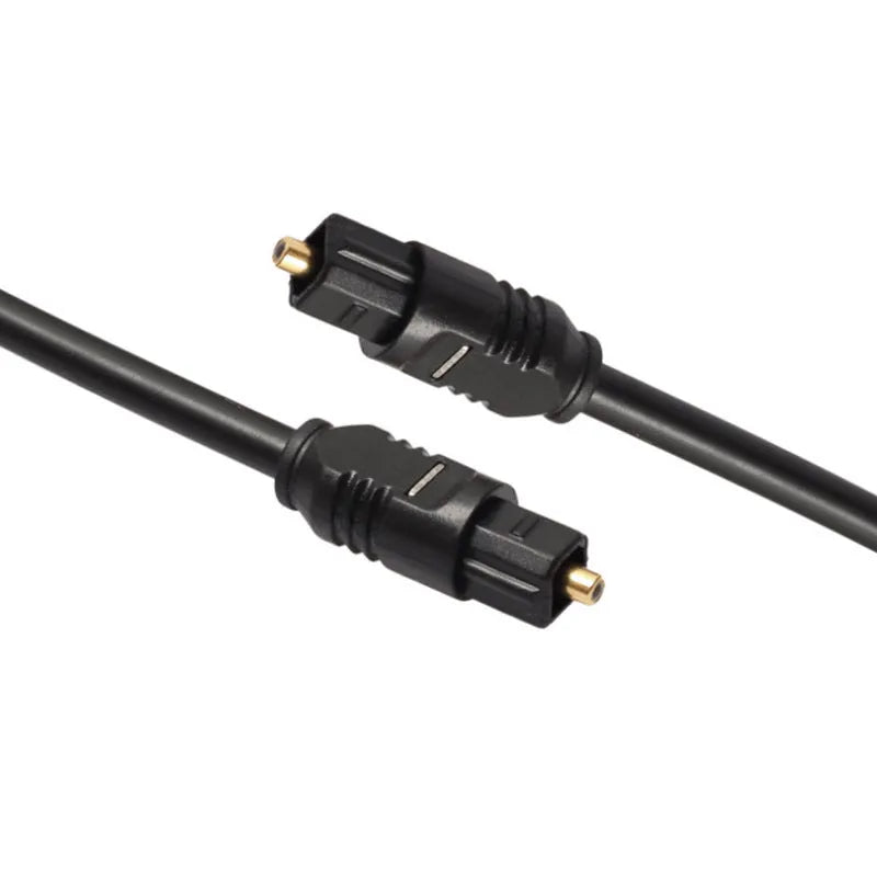 Black Toslink optical audio cable with square connector showing 2 metre length and 4mm plug