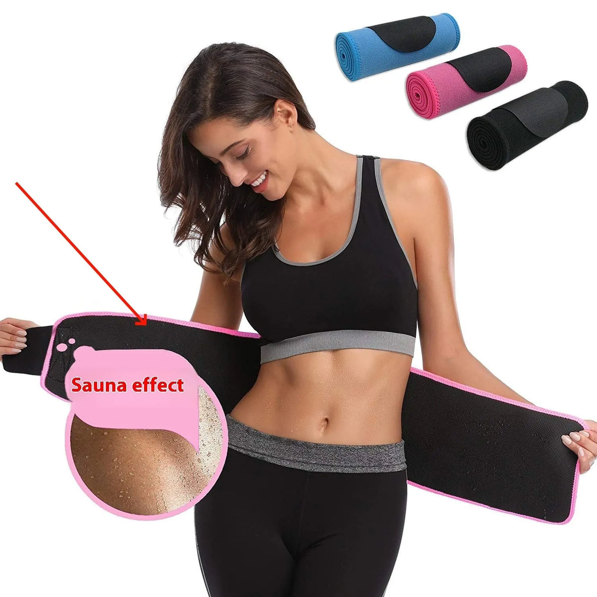 Neoprene lumbar support belt for adult fitness and sports activities in black colour