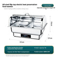 Stainless steel electric buffet food warmer with LCD screen and transparent heating element.