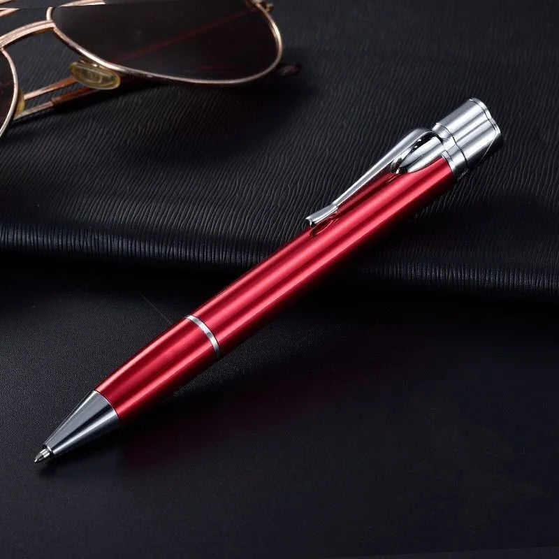 Silver metal windproof jet pen lighter with side ignition and keychain.