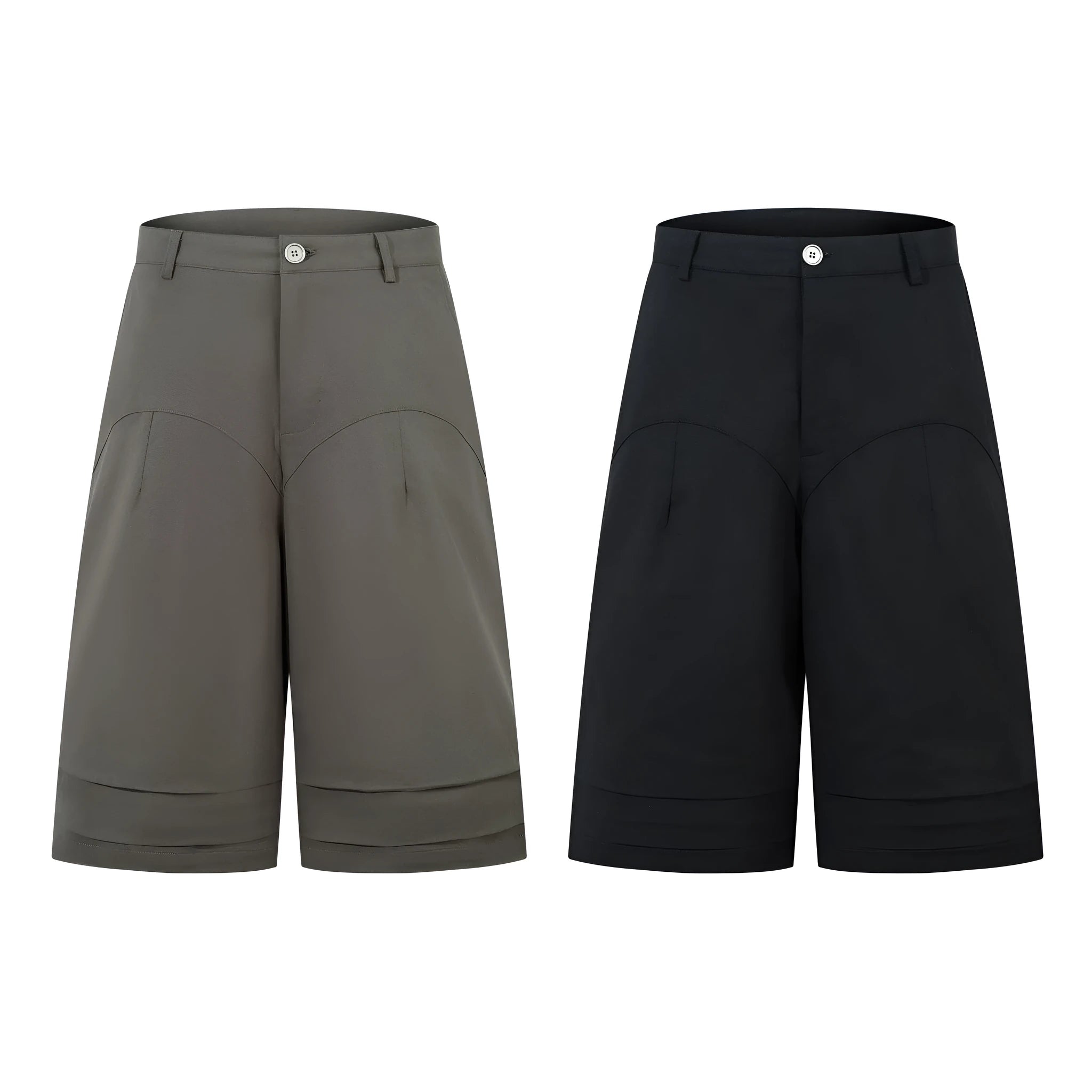 Retro wide leg straight denim middle pants in black or green with zipper fly opening