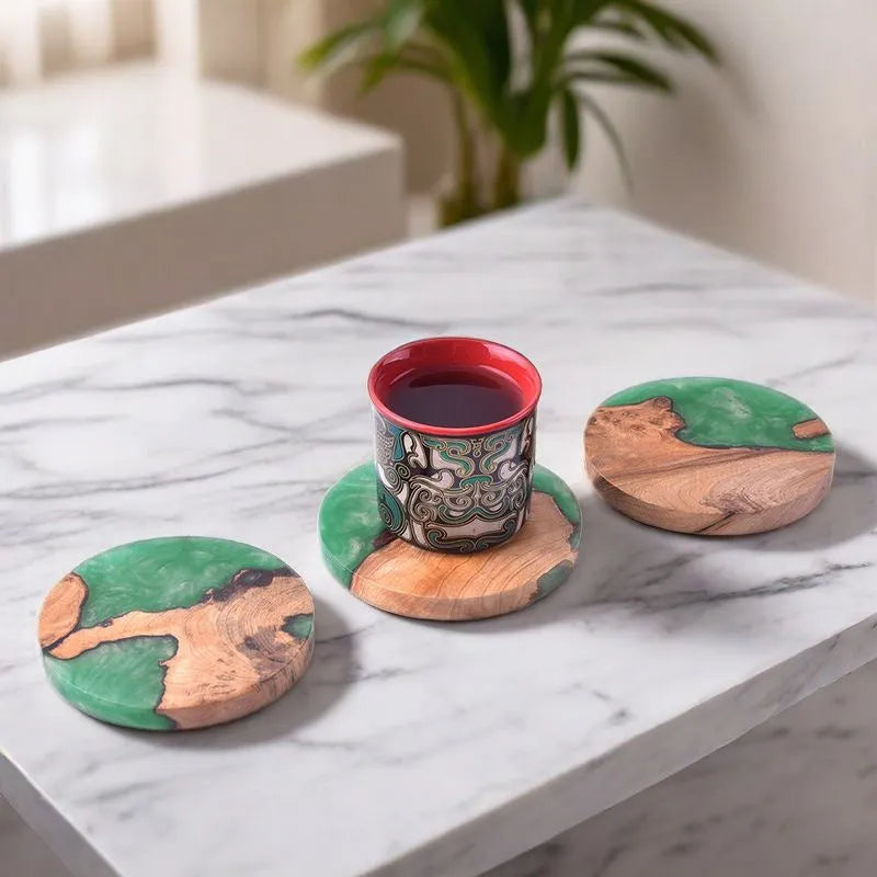 Nordic style wooden coaster for kung fu tea sets with 9.8cm diameter