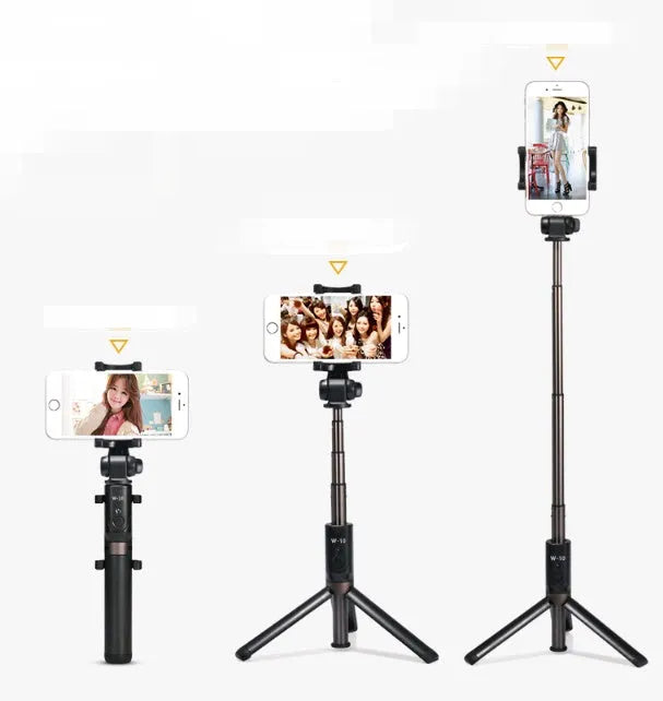 Aluminium alloy Bluetooth selfie stick with tripod legs and remote control for mobile phones