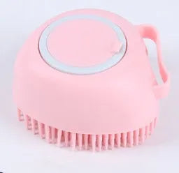 Silicone dog bath massage brush in blue, pink, and yellow colour options