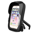 TPU waterproof mobile phone stand mounted on bicycle handlebar with phone visible through touchscreen layer