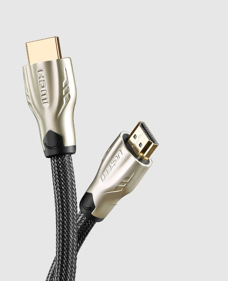 5 metre black HDMI cable with gold-plated connectors on a white background