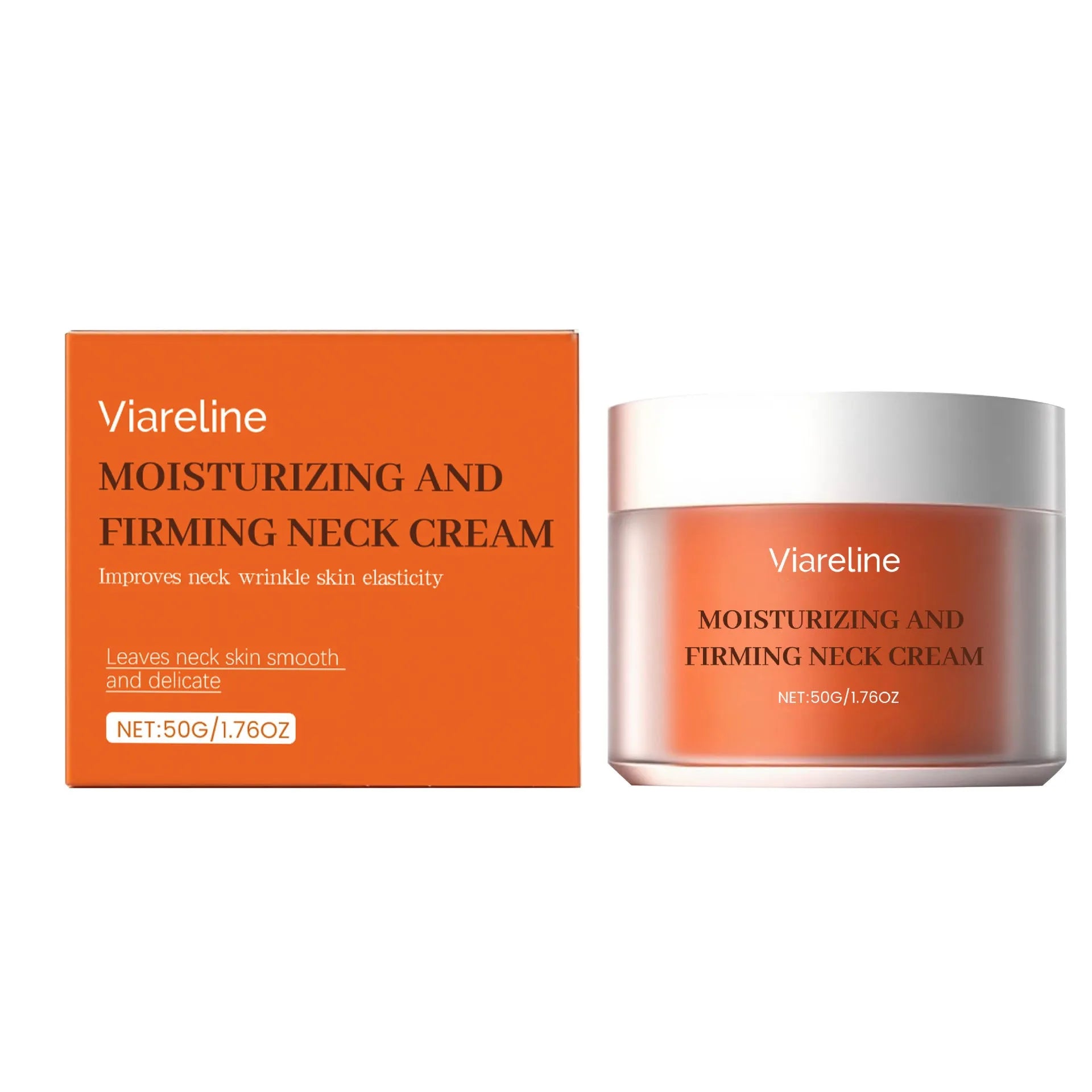 50g daily neck moisturising cream in compact 6.3cm square packaging for décolletage skin care