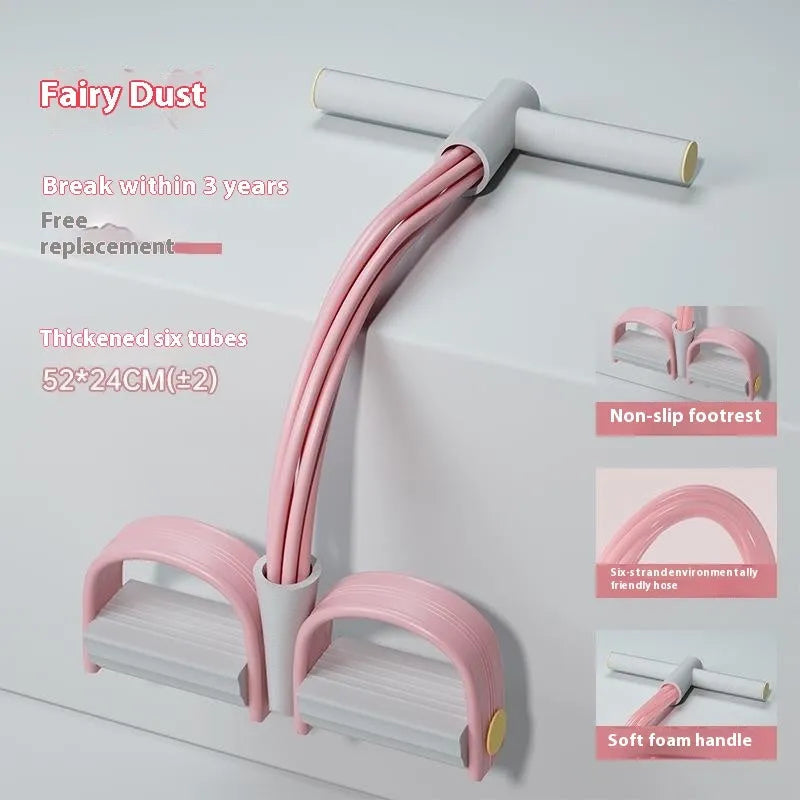 Purple TPR waist slimming belly pedal exercise device with a puller rope.