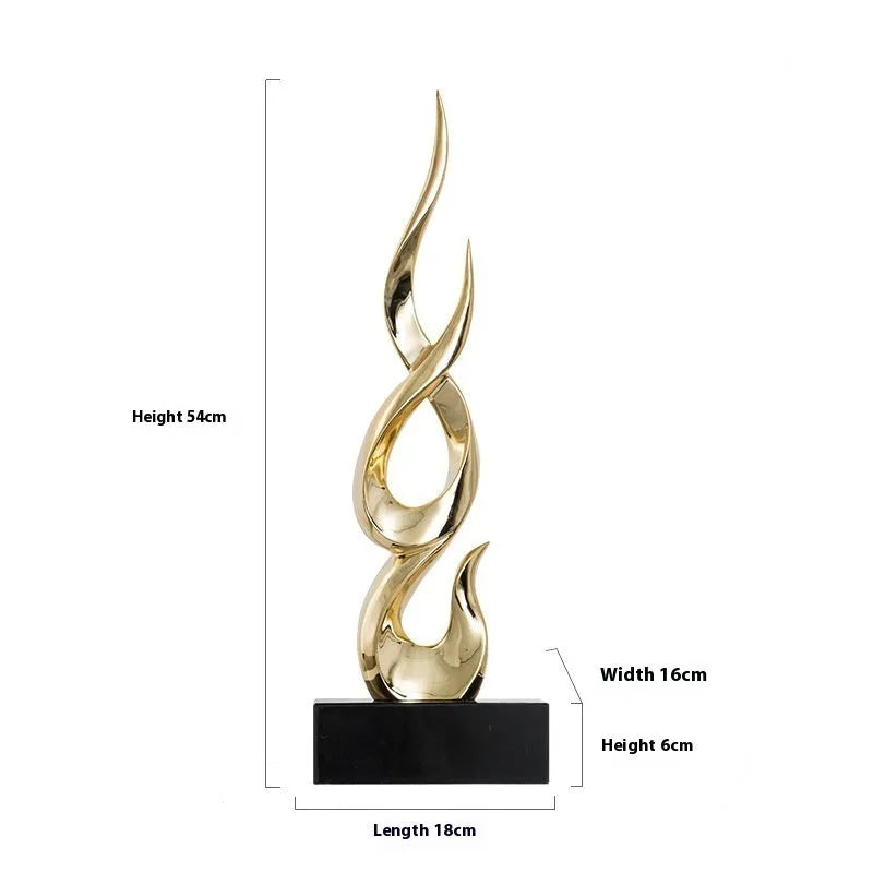 Modern resin festival decoration in bright gold metallic finish with half-handmade construction