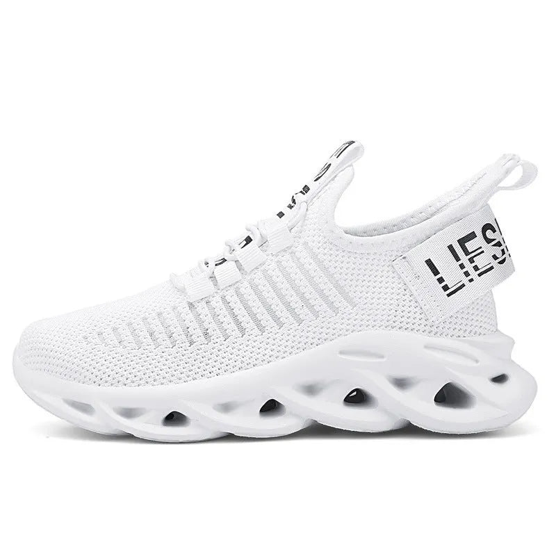 Children's coconut design sneakers with Velcro closure in black, khaki, and white colour options