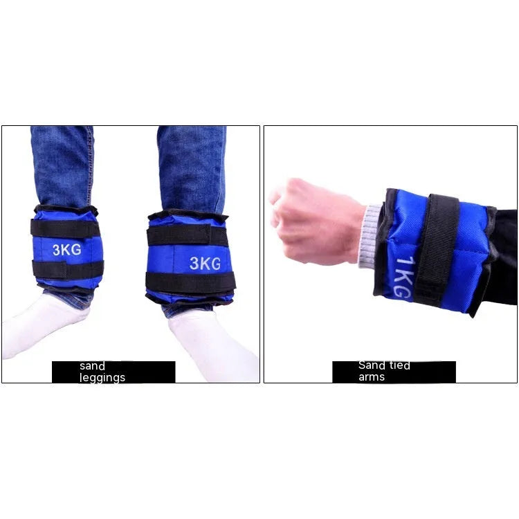 Legging sandbags for track and field training with Oxford cloth construction and adjustable weights