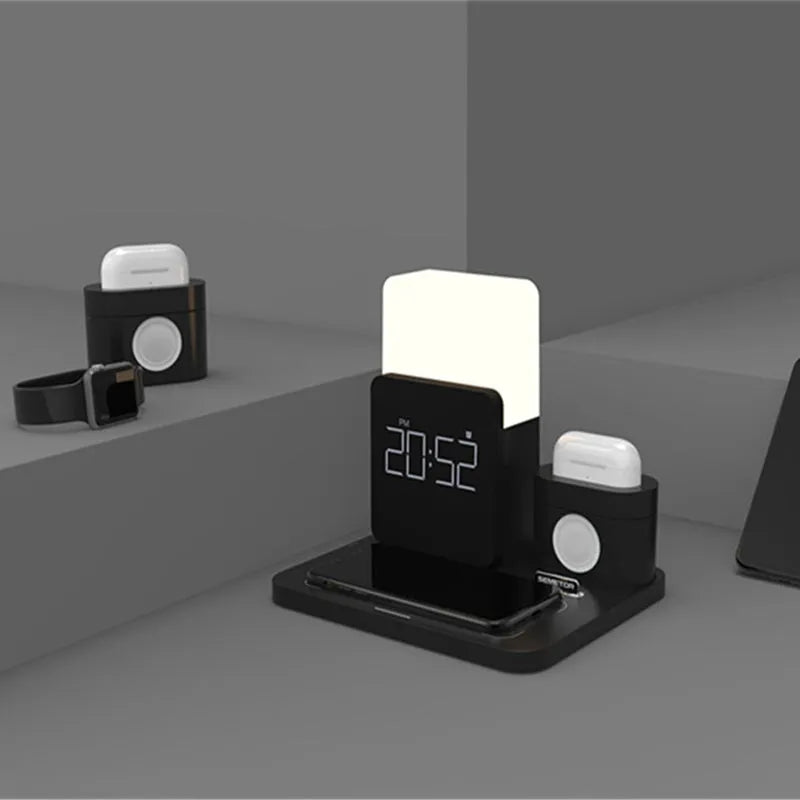 3-in-1 wireless charging stand for iPhone, Apple Watch and AirPods in dark green colour