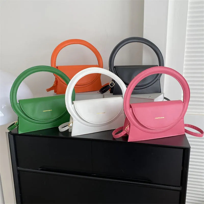 Horizontal square PU messenger bag with stitching detail and shoulder strap in choice of five colours