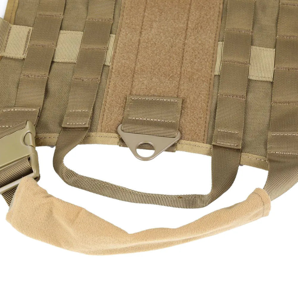 Military nylon dog training vest in Army Green, Black, CP or NISSE, sizes XS to XL