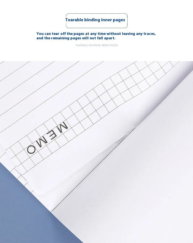 A4 tearable notebook with grid-patterned pages for meeting minutes