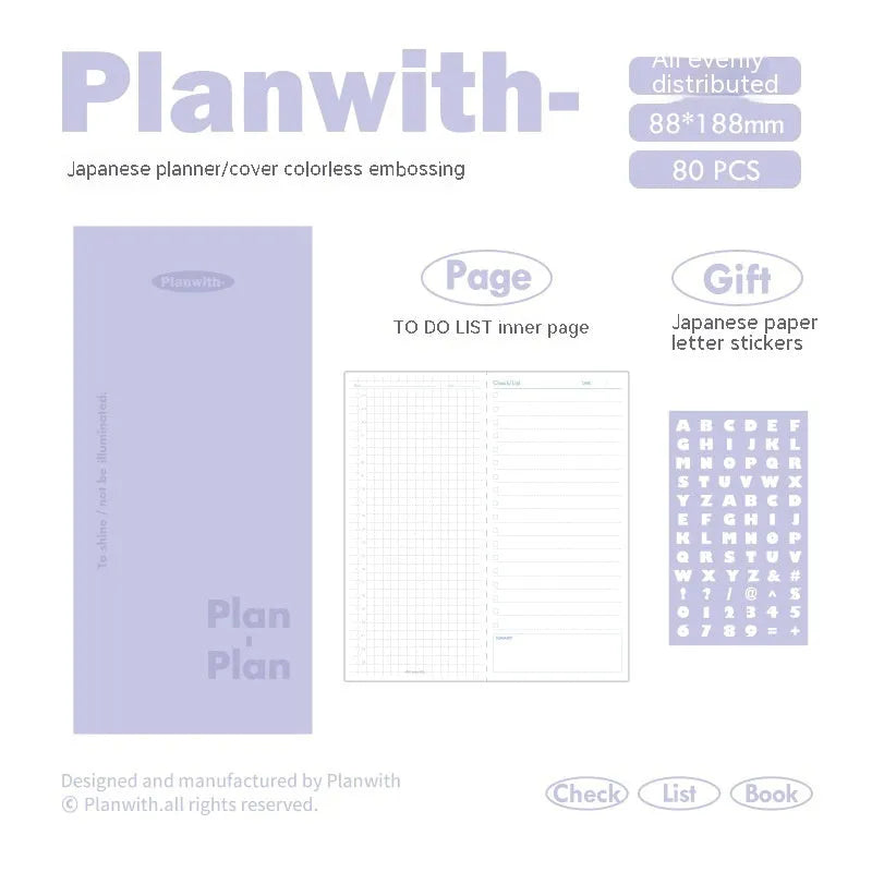 Embossed A5 daily meter notebook in blue, showing its 80 pages of 100g paper.