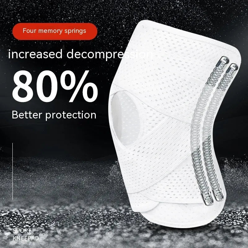 Black and white mesh knee protective sleeves for meniscus and patellar injury recovery in sizes S to 2XL for adults