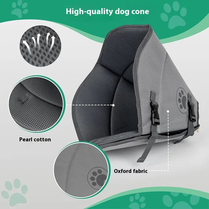 Adjustable polyester pet sterilisation collar shown in size L and double-layer style.