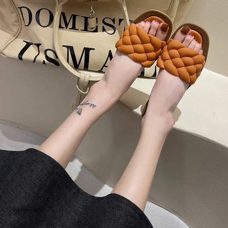 Women's casual PVC beach sandals with a thick non-slip sole, shown in white, green, orange, or black.