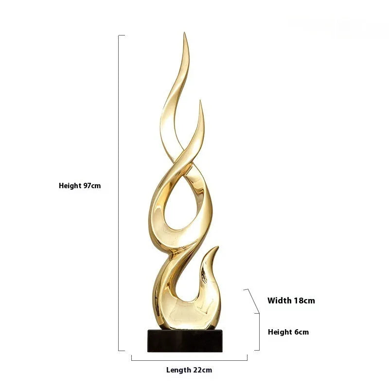 Modern resin festival decoration in bright gold metallic finish with half-handmade construction