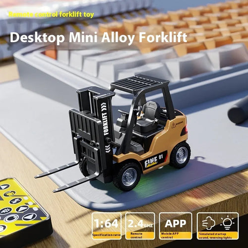 1:64 scale alloy Bluetooth remote control forklift model with obstacle course accessories