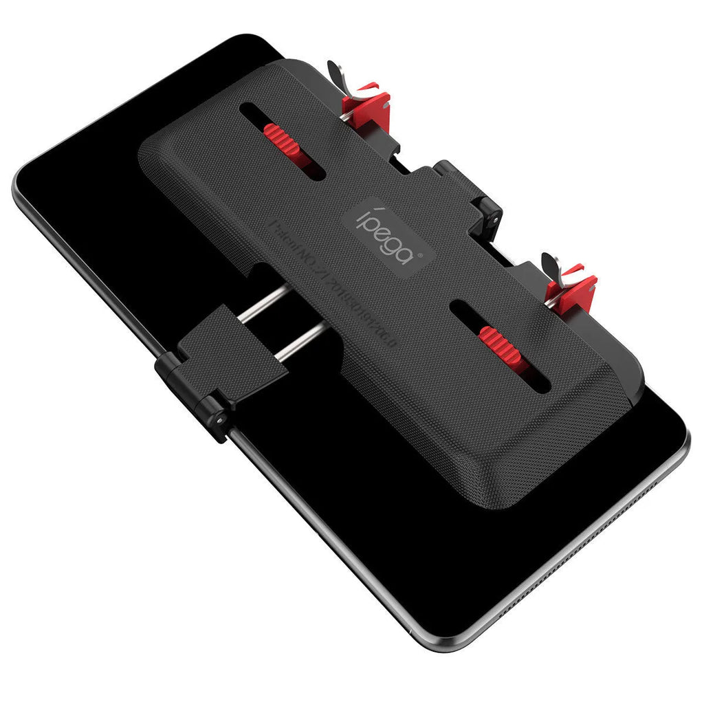 Black PG-9137 mobile phone game bracket with adjustable trigger and telescopic side clip extended.