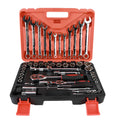 61-piece auto repair socket and wrench set with chrome vanadium steel tools in storage box