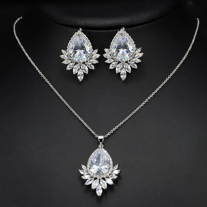Wedding jewellery set with multi-strand beaded necklace, bracelet and earrings in blue, red and white colour options