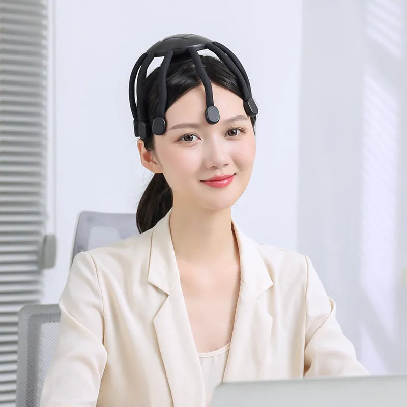YK series USB-powered head massager showing black model with multiple massage claws