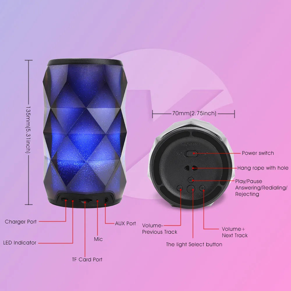 Black crystal diamond-cut Coca-Cola can shaped Bluetooth speaker lantern with colourful lights.