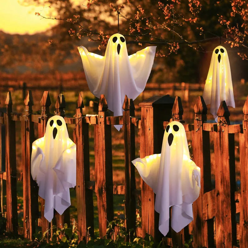 Electronic Halloween ghost light decoration with cloth construction and battery operation