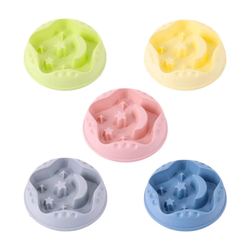 Blue Moon Star Wings slow feeder dog bowl showing raised centre with cut-outs and wide outer food channel.