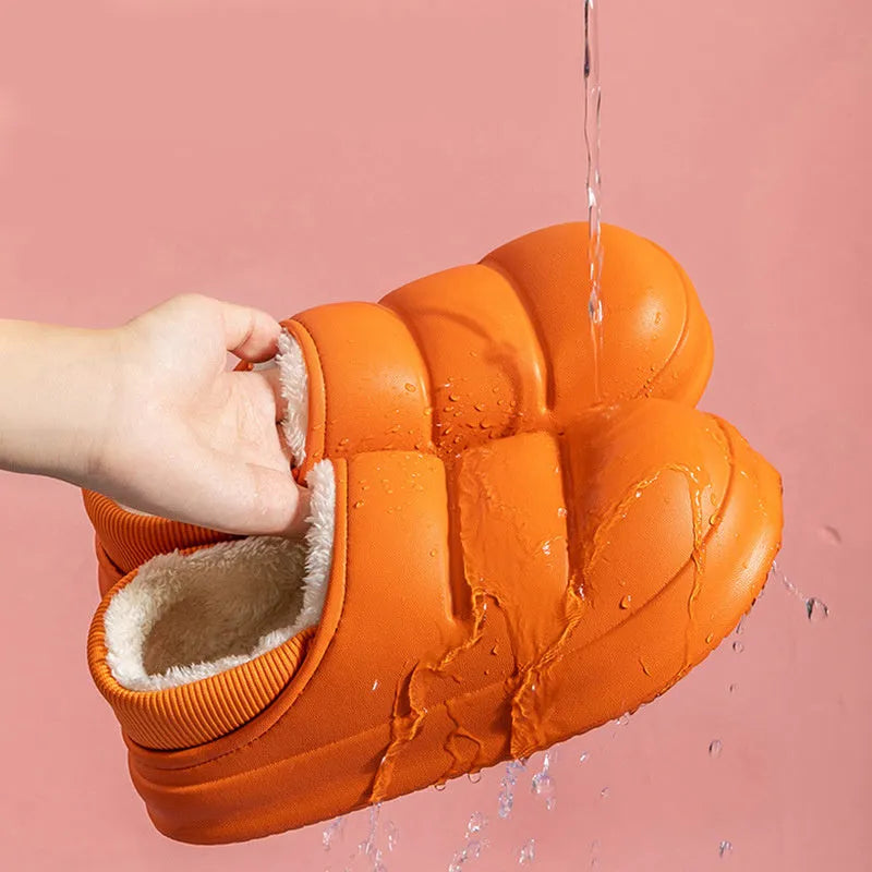 Couple cotton slippers in multiple colours with EVA waterproof construction and plush lining